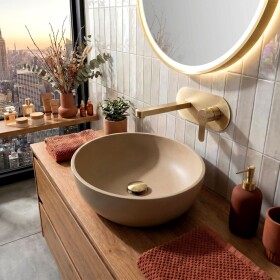 REA - Podomítková umyvadlová baterie Arcos Brush Gold REA-B6977