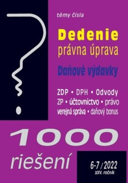 1000 riešení 6-7/2022 Dedičské právo, Daňové výdavky