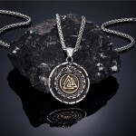 Pánský náhrdelník VALKNUT a JORMUNGANDR - oboustranný přívěsek, Zlatá 60 cm