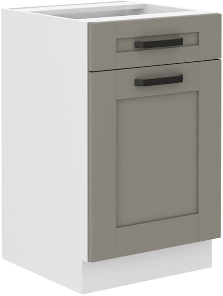 Spodní skříňka Luna 50 D 1F 1S BB - Premium Box Barva korpusu: Bílá, Barva dvířek: Clay Grey
