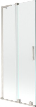 MEXEN/S - Velar L dvoukřídlá posuvná vanová zástěna 80 x 150, transparent, nikl kartáčovaný 896-080-003-01-97