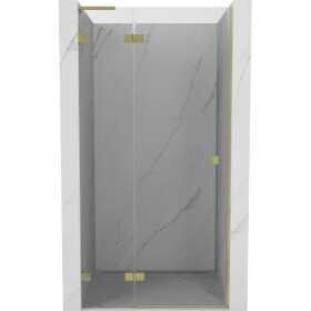 MEXEN/S - Lunar L sprchové dveře křídlové levé 105 cm, transparent, zlatá kartáčovaná 834L-105-000-55-00-L