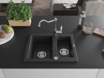 MEXEN/S - Carlos granitový dřez 1.5 včetně baterie Carla, černá/stříbrná metalik 6518-73-670700-00