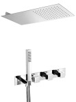 SAPHO - Podomítkový sprchový set s termostatickou baterií a držákem ruční sprchy, 2 výstupy, hranatá, chrom MB453-01