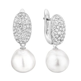 Stříbrné náušnice s 11 mm Kasumi perlou - stříbro 925/1000, Stříbrná Bílá