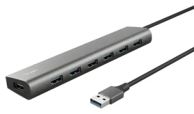 Trust Halyx stříbrná / USB hub / 7x USB-A 3.2 Gen 1 / hliníkové tělo (24967)