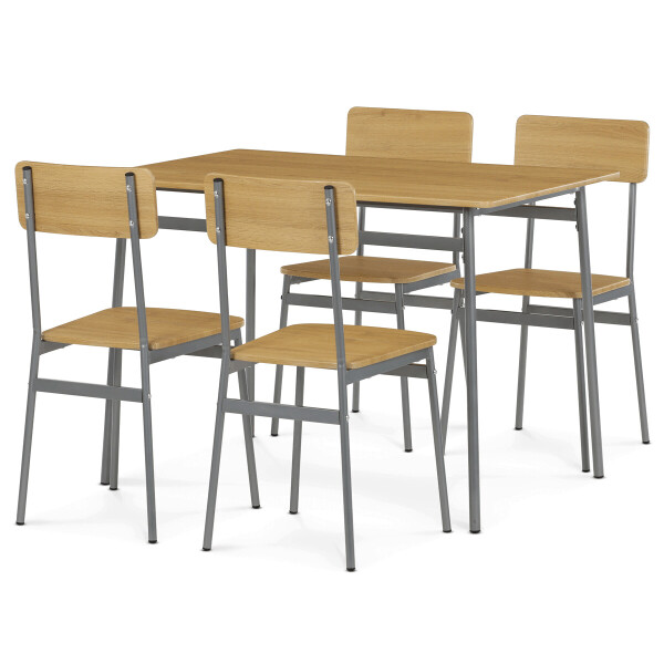 Jídelní set s 4 židlemi, 110x70x76cm, mdf, divoký dub, AUT-O2156 OAK