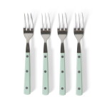 HK living Dezertní vidlička 70's Mint – set 4 ks, zelená barva, kov, plast