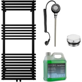 CERANO Koupelnový elektrický radiátorový set Luigi - WIFI - 600W - černá matná - 1200x500 mm