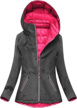 Šedo-amarantová oboustranná bunda pro přechodné období (7699) odstíny růžové M (38)