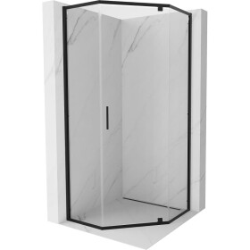 MEXEN - Exo sprchová kout pětiboký křídlový 90 x 90, transparent, černá 812-090-090-70-00