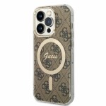 Pouzdro Guess 4G IML MagSafe iPhone 14 Pro hnědé