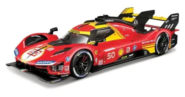 Bburago RACING FERRARI 499P 24H LE MANS CHAMPION 2024 červená