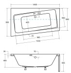 HOPA - Asymetrická vana ASTI - Nožičky k vaně - Bez nožiček, Rozměr vany - 150 × 90 cm, Způsob provedení - Levé VANAST15L