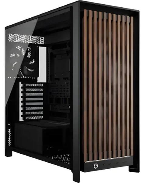 Corsair FRAME 5000D Wood RS černá, ořech / Skříň / E-ATX / 3x USB-C / 2x 200mm / bez zdroje / průhledná bočnice (CC-9011353-WW)