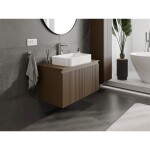 MEXEN/S - Rivel koupelnová skříňka pod umyvadlo 90 cm s deskou, 1 šuplík, reliéf , ořech 91A20-09047-1-BFC86