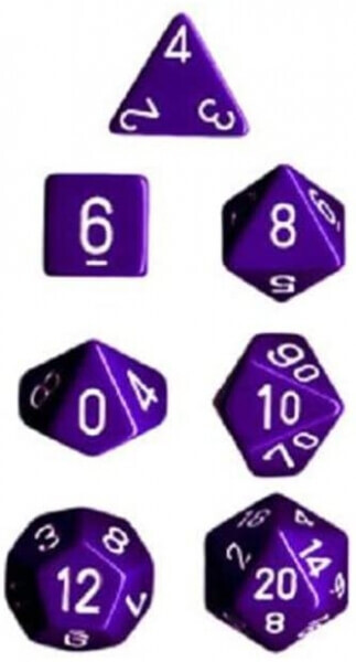 Sada kostek Chessex Opaque Polyhedral 7-Die Set - Purple with White