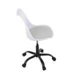 Židle kancelářská, bílá plastová skořepina, sedák bílá látka, kovový kříž