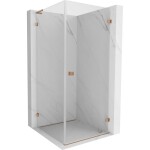 MEXEN/S - Lunar-B L sprchový kout dveře křídlové pravá 80 x 80, transparent, měď kartáčovaná 832L-080-080-65-00-P