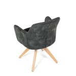 Židle jídelní, otočný mechanismus 360°, taštičkové pružiny v sedáku, tmavě zelená látka, noha masiv dub