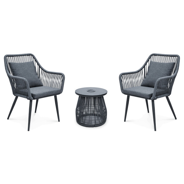 Zahradní set 1+2, solární podsvícení, kov, šedá, AZS-L1314 GREY