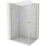 MEXEN/S - Mist H Duo sprchový kout dveře křídlové 90 x 80 cm, transparent, zlato kartáčovaná 8A5-090L-080P-55-00