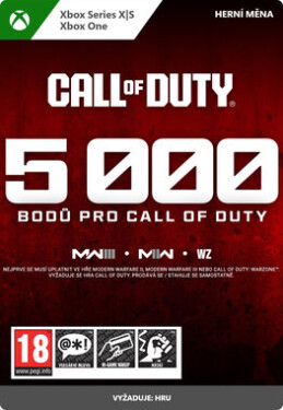 XSX Call of Duty 5000 bodů / El. licence / Akční / Angličtina / od 18 let / DLC pro Xbox Series (7F6-00507)