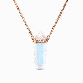 Emporial náhrdelník 14k zlato vermeil DR10001N-ROSEGOLD-MOONSTONE-ZIRCON