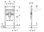 GEBERIT - Duofix Montážní prvek pro umyvadlo, 82-98 cm, pro stojánkové armatury, zápachová uzávěrka na omítku 111.489.00.1