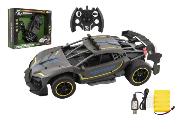 Auto RC Sport antracit vypouštějící páru 33cm plast 2,4GHz na bat.+dobíjecí pack v krabici 43x36x13