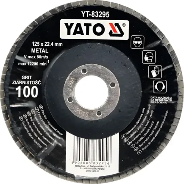 YATO Lamelový brusný kotouč P60 / Brusný kotouč / 125 x 22,2 mm / vypouklý / korundový