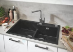 GROHE - Dřezy Kompozitní dřez K500 s automatickým odtokem, 860x500 mm, granitová černá 31649AP0