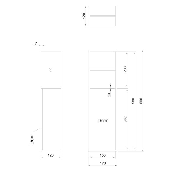 SAPHO - DENBO zapuštěný držák toaletního papíru do obkladu, 600x170 nerez, gun metal 1301-60B