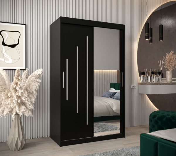 Šatní skříň Abi Y2 Barva korpusu: Černá, Rozměry: 120 cm, Dveře: Černá