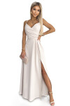 CHIARA Elegantní béžové dámské maxi šaty na ramínkách model 18355315 S - numoco