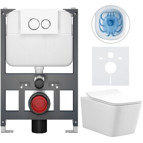 CERANO - Kompletní WC set Basic/Forte - bílá lesklá - WC tlačítko Dualo/Bílá - závěsné - nízký modul - předstěnová instalace - 51x36 CER-8050BD86109