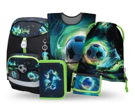 BAAGL SET 5 Airy Plus Fotbal: batoh, penál, sáček, zástěra, peněženka (A-36096)