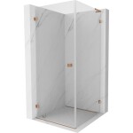 MEXEN/S - Lunar-B L sprchový kout dveře křídlové levá 70 x 70, transparent, měď kartáčovaná 832L-070-070-65-00-L