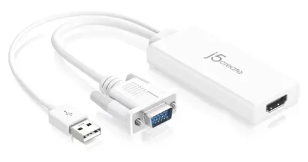 J5Create JDA214 bílá / Adaptér / VGA + audio na HDMI / Full HD 1920x1080 / 60Hz (JDA214-N)