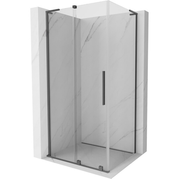 MEXEN/S - Velar L sprchový kout, posuvné dveře 100 x 70, transparent, grafit metal 871-100-070-03-95