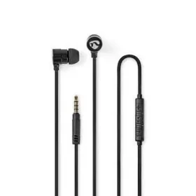 Nedis Kabelová Sluchátka černá / 3.5 mm / Délka kabelu: 1.20 m / Vestavěný mikrofon / Ovládání Hlasitosti (HPWD5020BK)