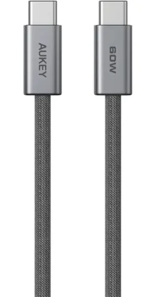 Aukey kabel USB-C - USB-C 1.8 m šedá / Kabel / USB-C - USB-C / 1.8 m (Aukey)