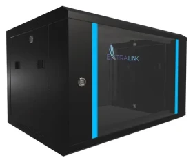 Extralink Nástěnný rozvaděč 6U 600x450mm černá / Rozvaděč / 19" / skleněné dveře / aktivní chlazení (EX.7225)