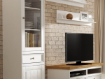 Massivo.cz Dřevěný TV stolek Belluno Elegante, dekor bílá | zlatý dub, masiv, borovice