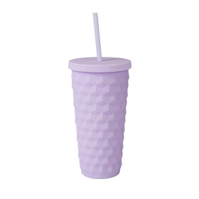 Fialový 3D hrnek s brčkem - Albi