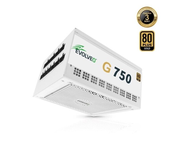 EVOLVEO G750, zdroj 750W, 80+ GOLD, ATX 3.1, aPFC, 140 mm ventilátor, plně modulární, záruka 3 roky, bílý EDF_547268