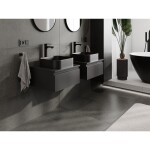 MEXEN/S - Orio koupelnová skříňka pod umyvadlo 50 cm s deskou, 1 šuplík, černá mat 91A10-05023-1-BFC71