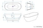 Erga Kaia, volně stojící vana 170x75 cm + odtoková zátka, bílá lesklá, ERG-Kaia-170075-WH-WH ERG-KAIA-170075-WH-WH