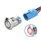 LED vodotěsný spínač 19 mm - Červené podsvícení, 12 - 24V