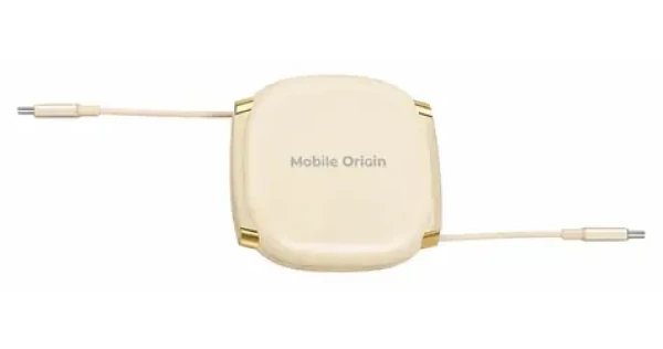 Mobile Origin CB7 béžová / Samonavíjecí kabel / USB-C na USB-C / 100 W / 1 m (MO-CB7-BG)